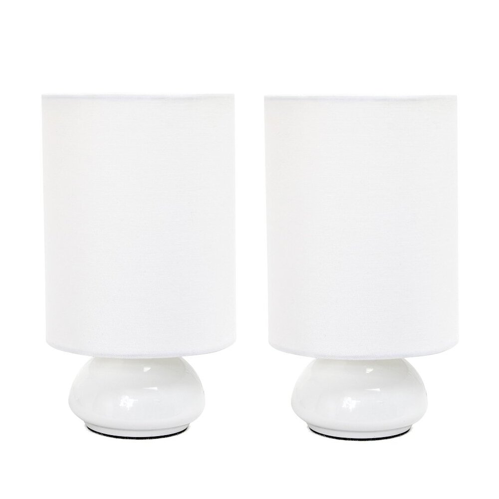 Simple Designs Gemini Colors 2 Pack Mini Touch Table Lamp Set with Fabric Shades